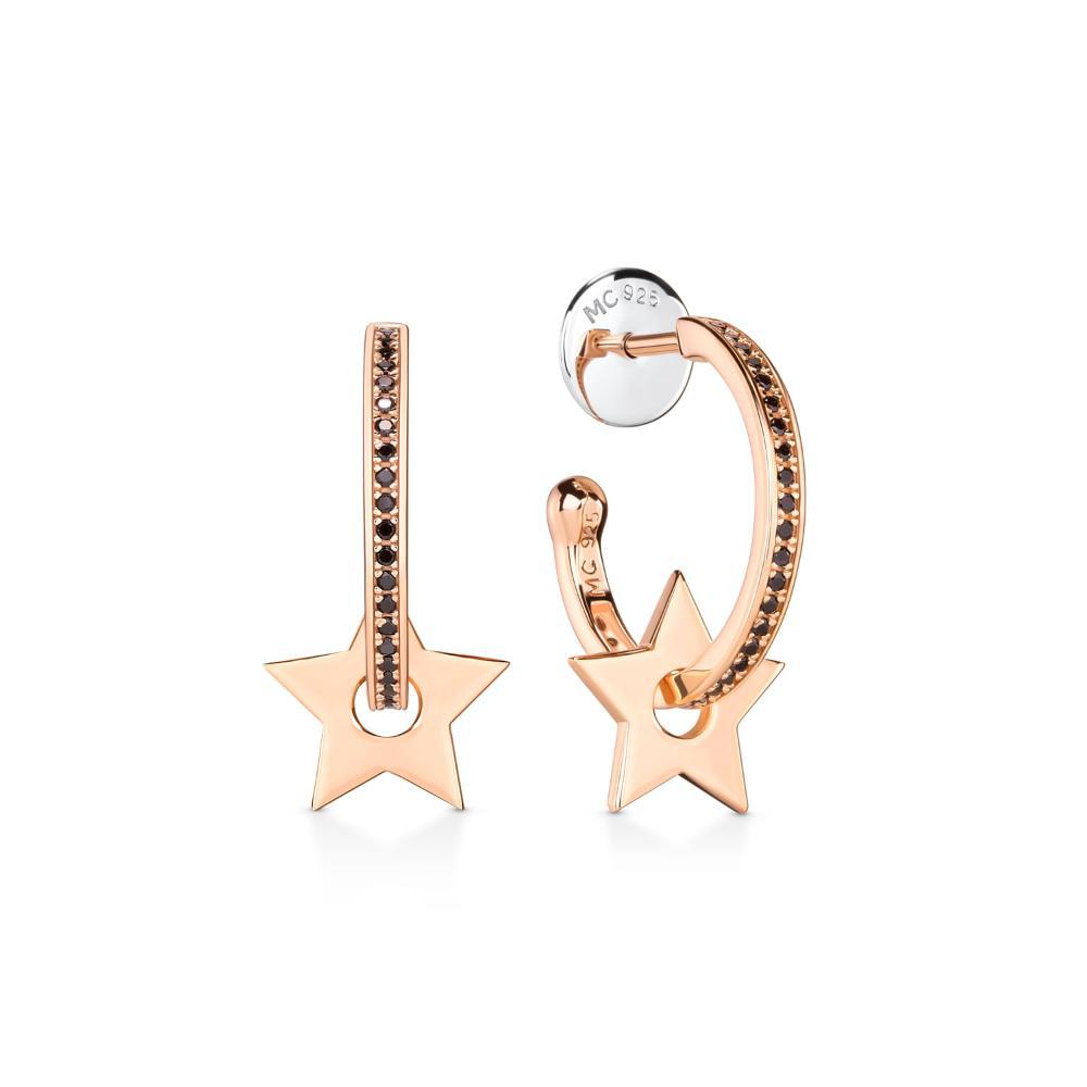 Argola Estrela em Prata 925 com Banho de Ouro Rosé e Espinélio - 2