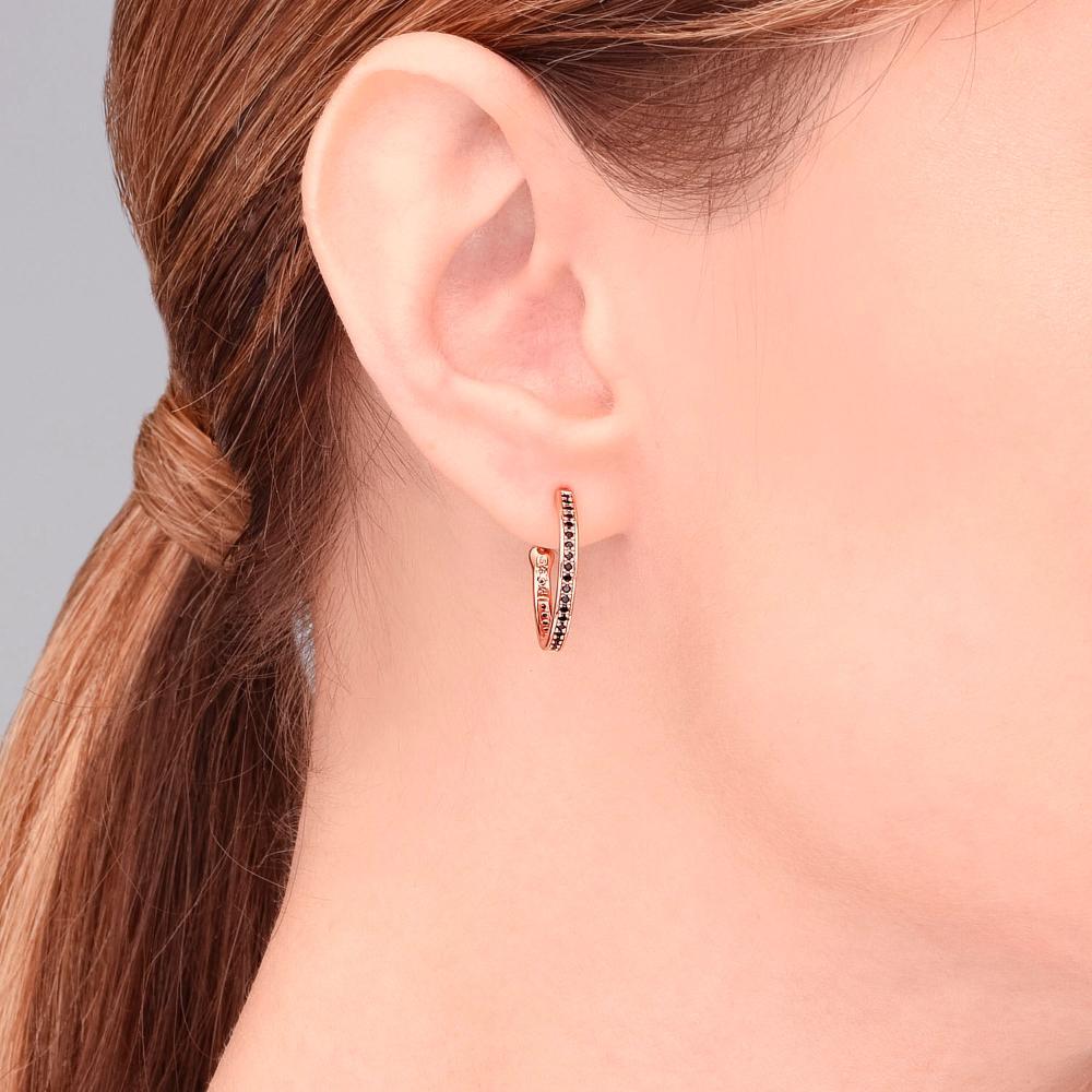 Argola Estrela em Prata 925 com Banho de Ouro Rosé e Espinélio - 4