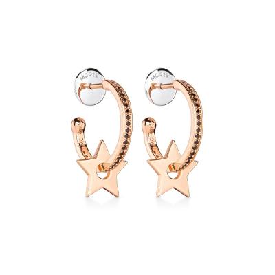 Argola Estrela em Prata 925 com Banho de Ouro Rosé e Espinélio