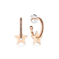 Argola Estrela em Prata 925 com Banho de Ouro Rosé e Espinélio - 2