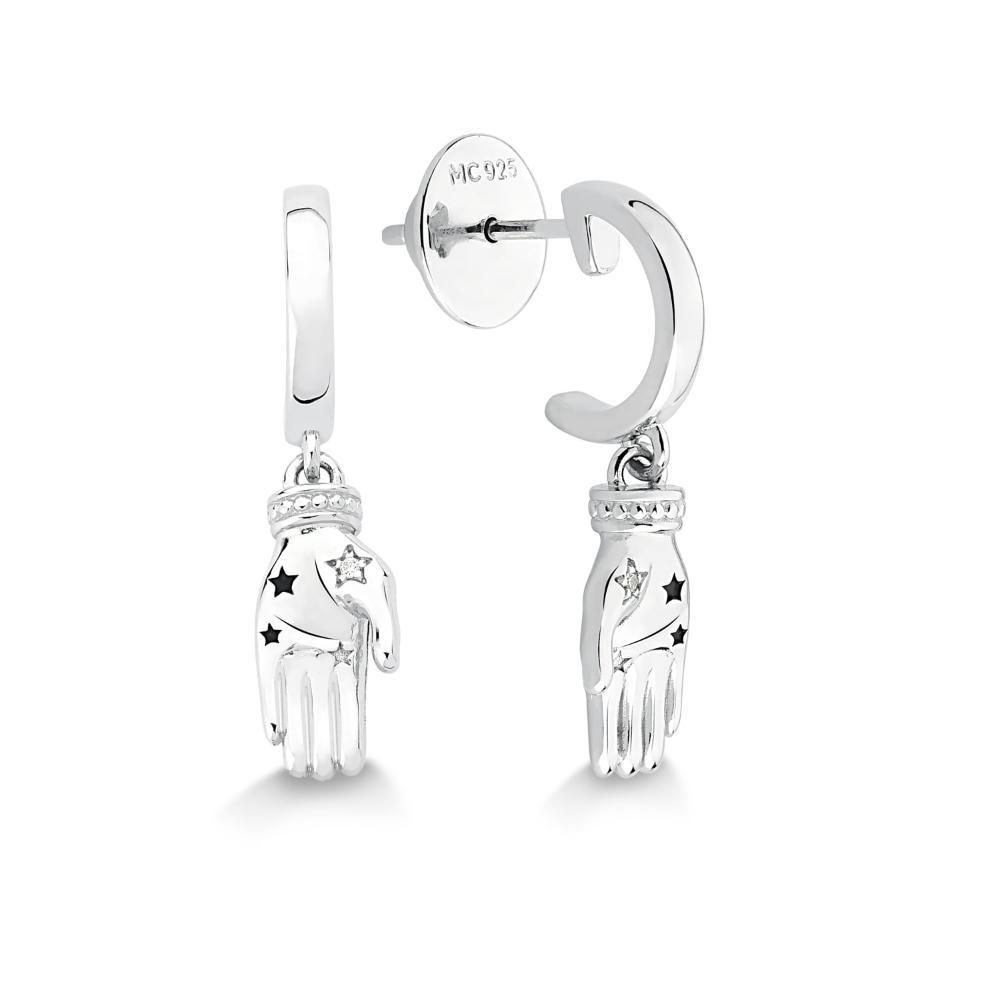 Argola Palma da Mão com Zircônia em Prata 925 - 1