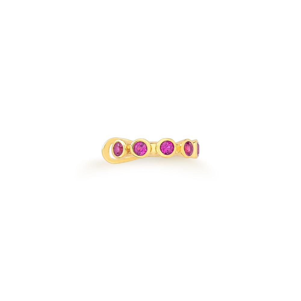 Piercing com Zircônia Rosa em Prata 925 com Banho de Ouro Amarelo 18k - 1