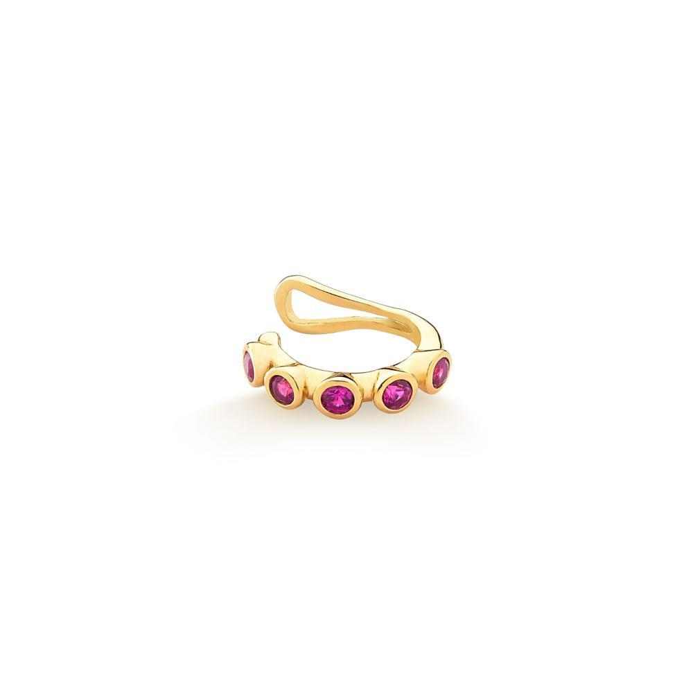 Piercing com Zircônia Rosa em Prata 925 com Banho de Ouro Amarelo 18k - 2