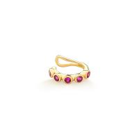 Piercing com Zircônia Rosa em Prata 925 com Banho de Ouro Amarelo 18k - 3