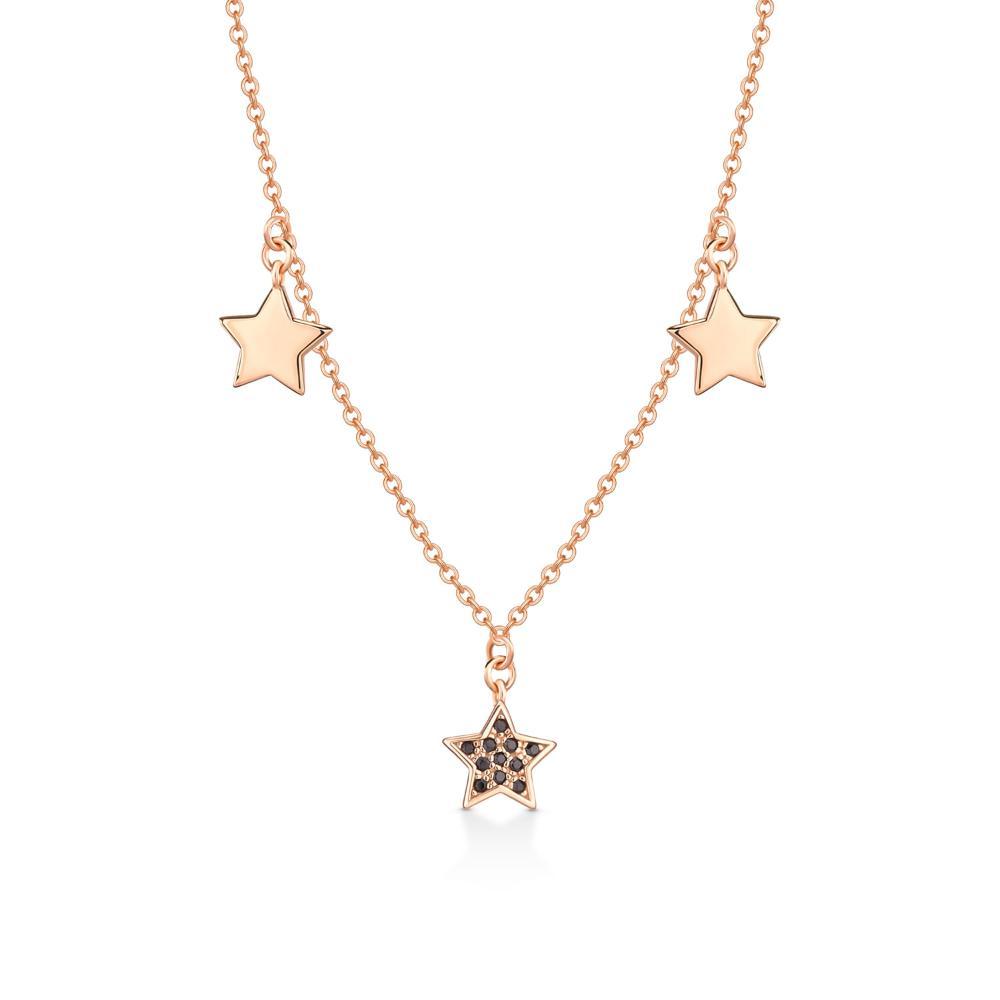 Colar Estrelas em Prata 925 com Banho de Ouro Rosé e Espinélio - 1