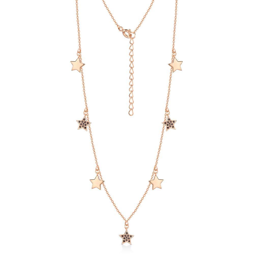 Colar Estrelas em Prata 925 com Banho de Ouro Rosé e Espinélio - 4