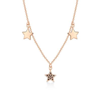 Colar Estrelas em Prata 925 com Banho de Ouro Rosé e Espinélio