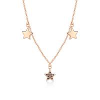 Colar Estrelas em Prata 925 com Banho de Ouro Rosé e Espinélio - 1