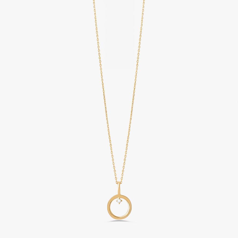 Colar Círculo com Zircônia em Prata 925 com Banho de Ouro Amarelo 18k - 1