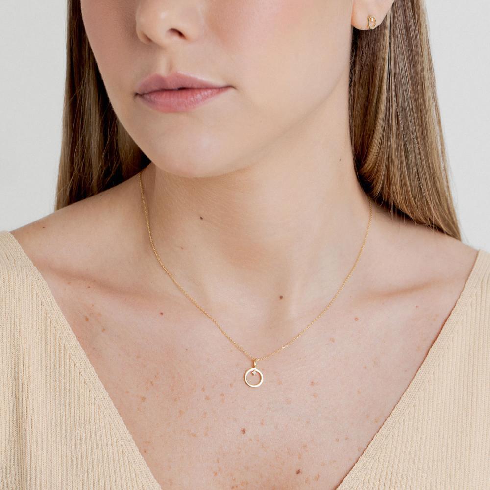 Colar Círculo com Zircônia em Prata 925 com Banho de Ouro Amarelo 18k - 2