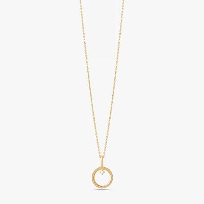 Colar Círculo com Zircônia em Prata 925 com Banho de Ouro Amarelo 18k