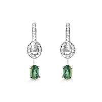 Brinco Argola com Topázio Verde e Safira In em Prata 925 - 1