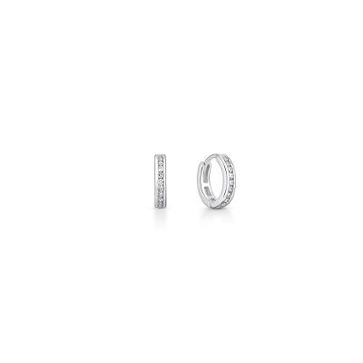 Brinco Argola com 10 Pontos de Diamantes em Ouro Branco 18k -  8mm