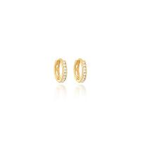 Brinco Argola com 10 Pontos de Diamantes com em Ouro Amarelo 18k - 8mm - 1