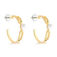 Brinco Argola com Pérola em Prata 925 com Banho de Ouro Amarelo 18k - 5
