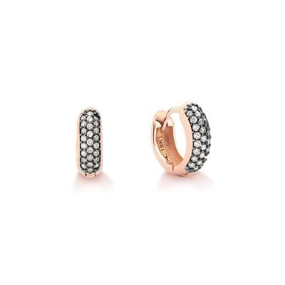 Brinco Argola com Diamante em Ouro Rosé 18k