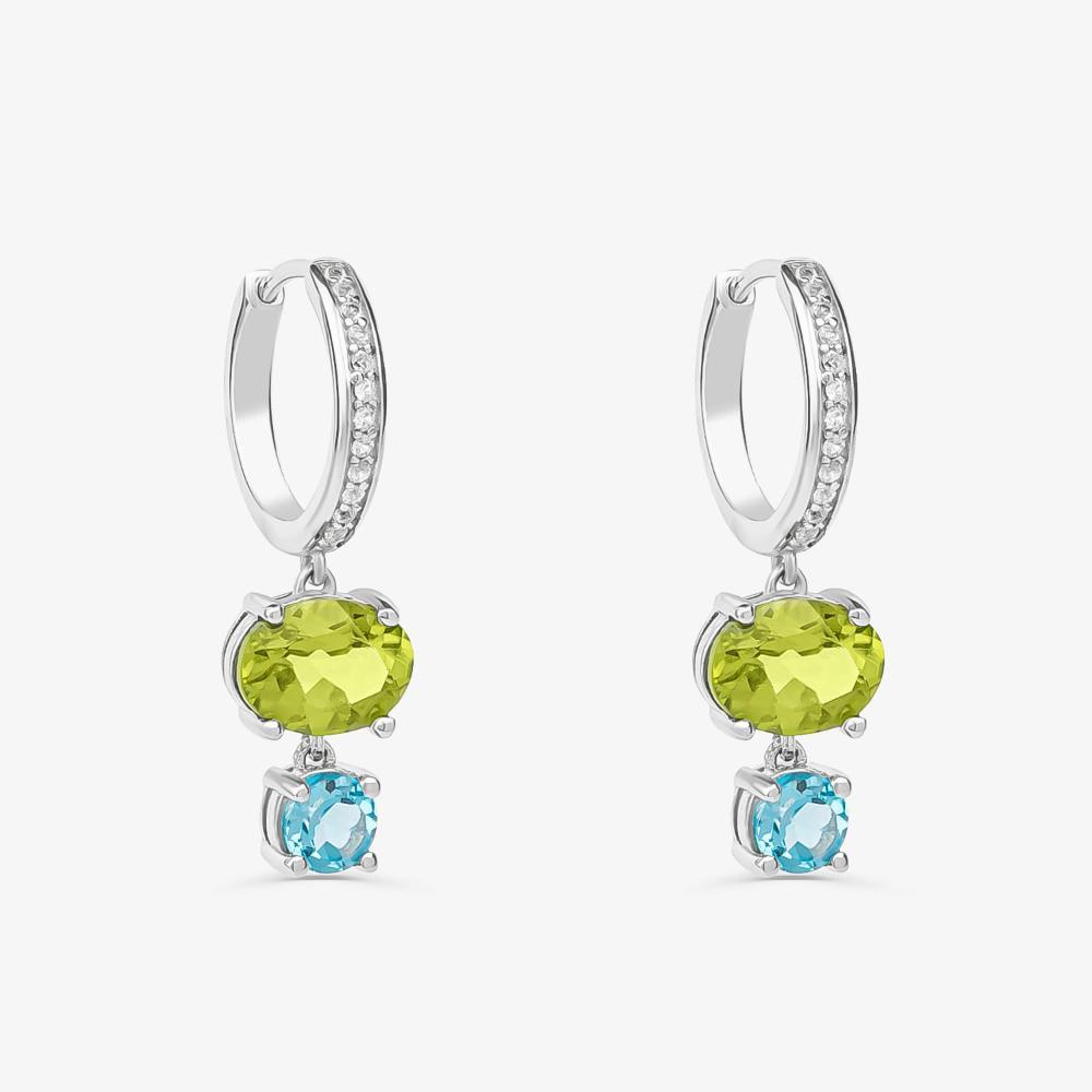 Brinco Argola com Peridoto, Topázio Azul e Safira In em Prata 925 - 3