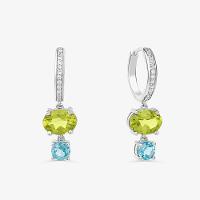 Brinco Argola com Peridoto, Topázio Azul e Safira In em Prata 925 - 1