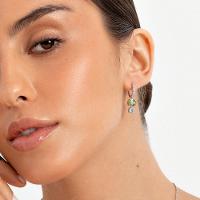 Brinco Argola com Peridoto, Topázio Azul e Safira In em Prata 925 - 2