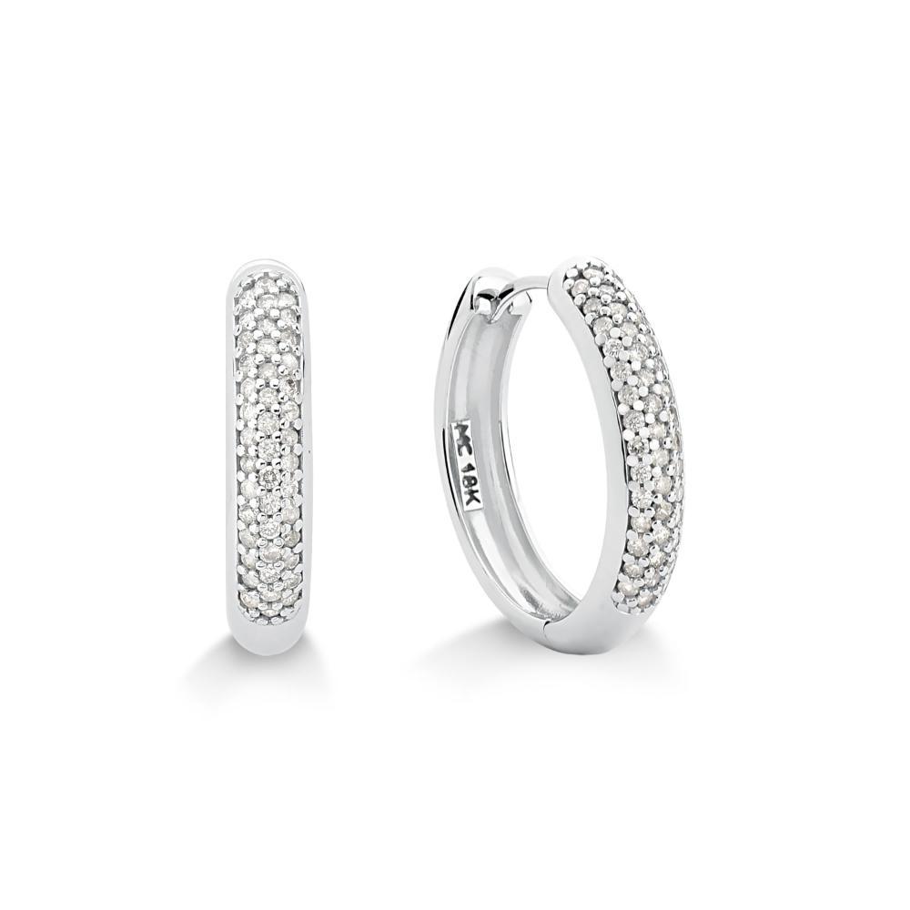 Brinco Argola com Diamante em Ouro Branco 18k - 1