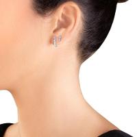 Brinco Argola com Quartzo Rosa e Safira em Prata 925 - 2