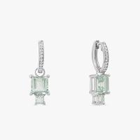 Brinco Argola com Prasiolita e Safira In em Prata 925 - 1