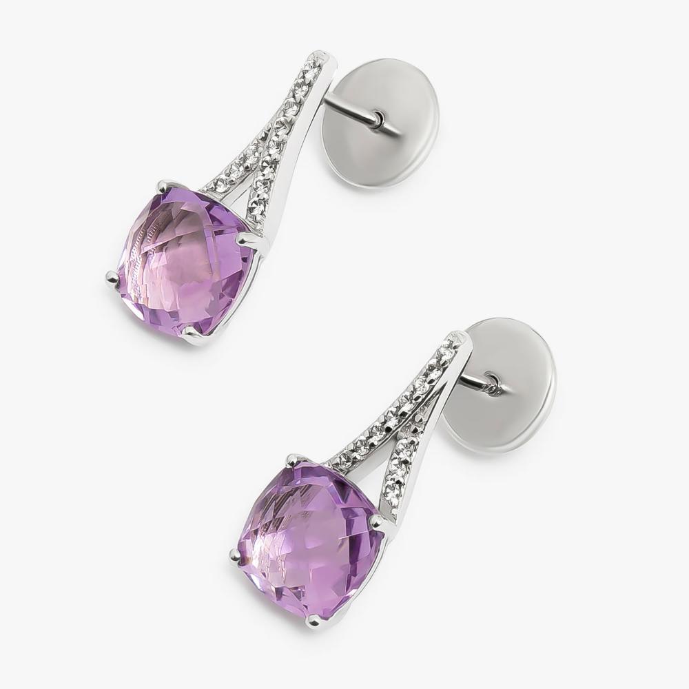 Brinco com Ametista e Safira In em Prata 925 - 3