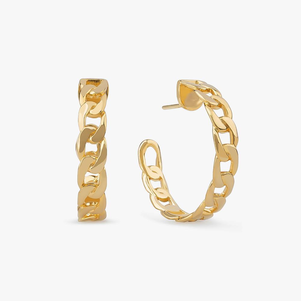 Brinco Argola Elos em Prata 925 com Banho de Ouro Amarelo 18k - 1