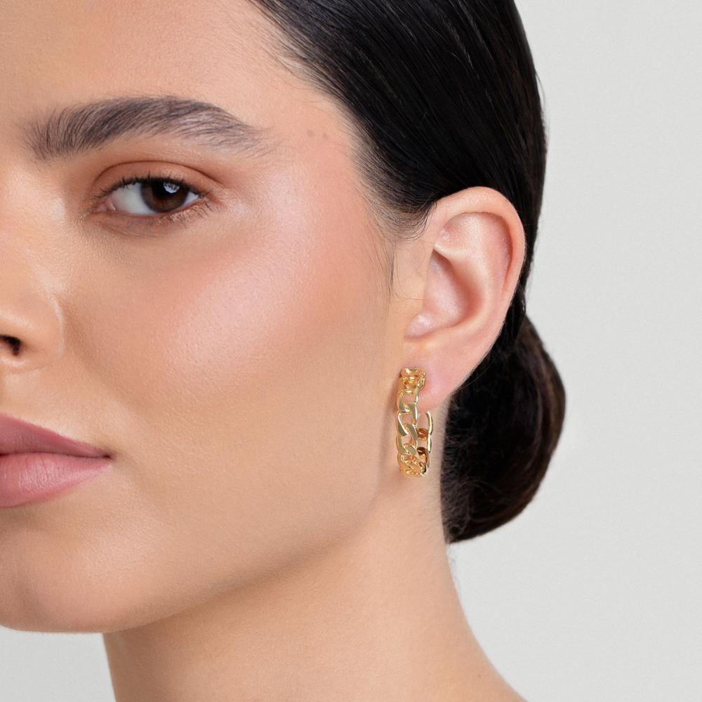 Brinco Argola Elos em Prata 925 com Banho de Ouro Amarelo 18k - 2