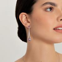 Brinco com Ametista e Safira In em Prata 925 - 2