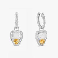 Brinco Argola com Citrino, Quartzo In e Safira In em Prata 925 - 1