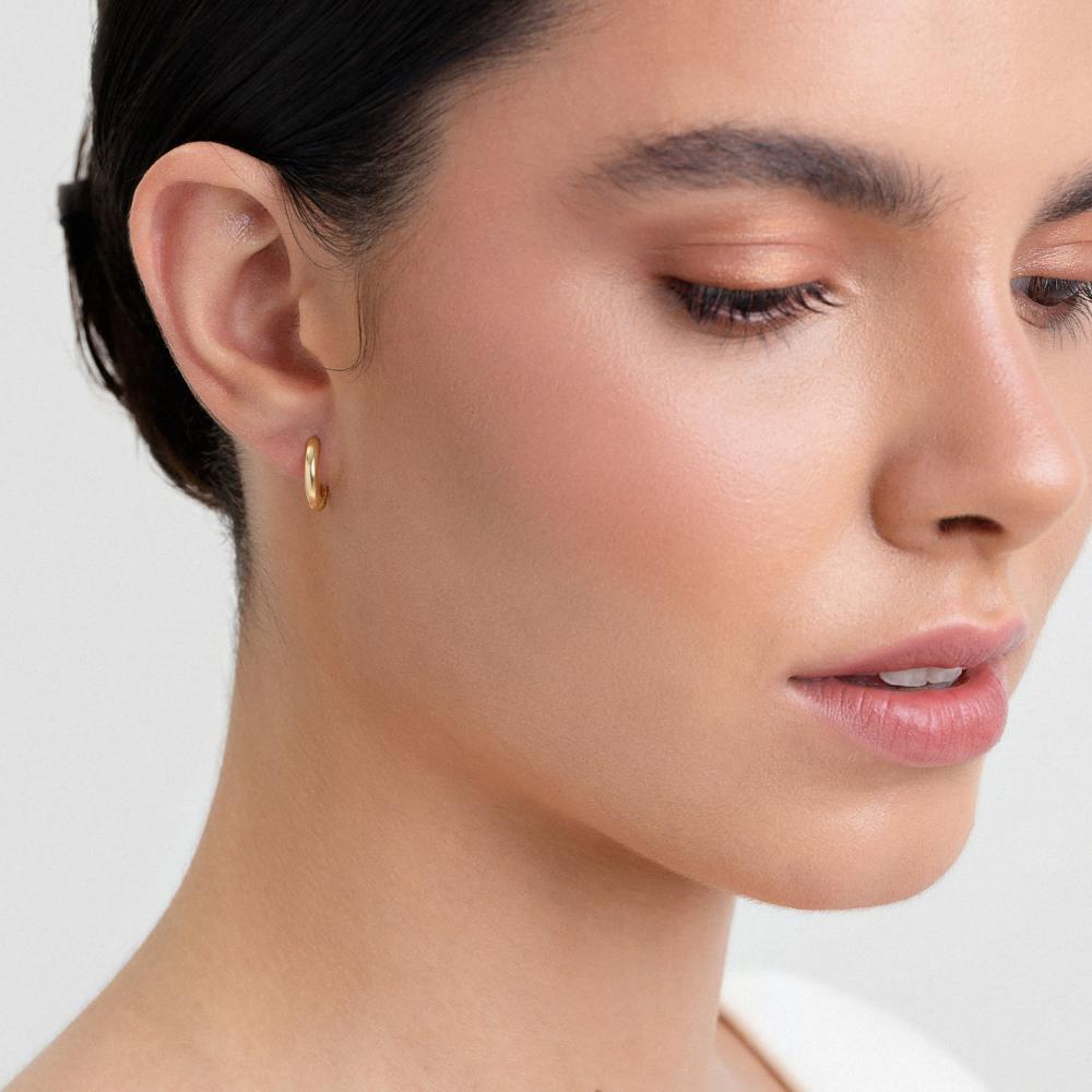 Brinco Argola Fio Redondo 12mm em Prata com Banho de Ouro Amarelo 18k - 2