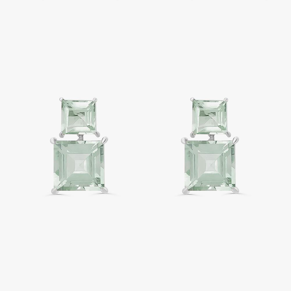 Brinco com Prasiolita em Prata 925 - 1