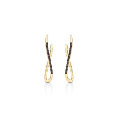 Brinco Argola Infinito com Espinélio em Prata 925 com Banho de Ouro Amarelo 18k