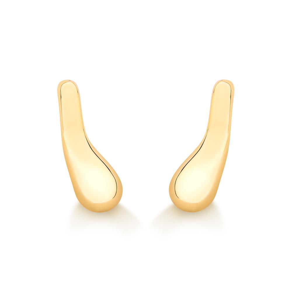 Brinco Arredondado Curvado em Prata 925 com Banho de Ouro Amarelo 18k - 1