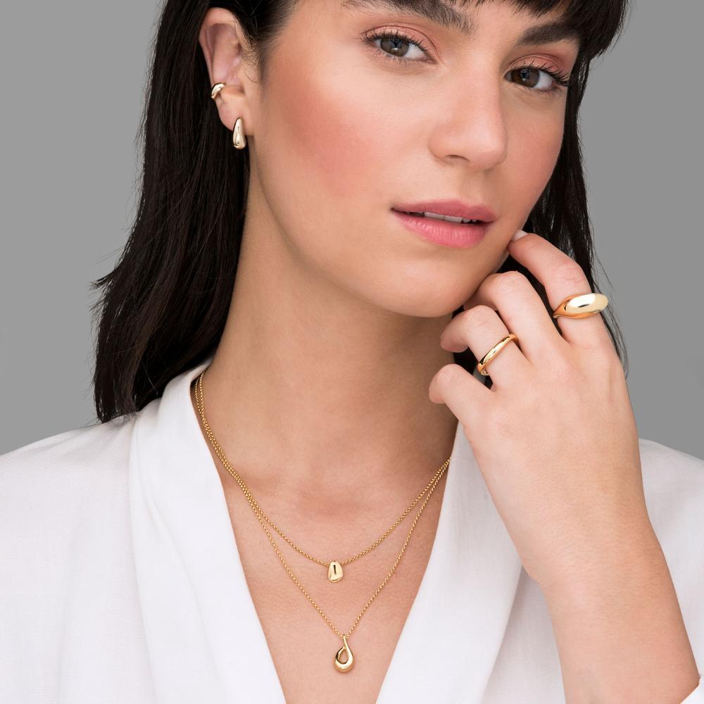 Brinco Arredondado Gota em Prata 925 com Banho de Ouro Amarelo 18k - 2