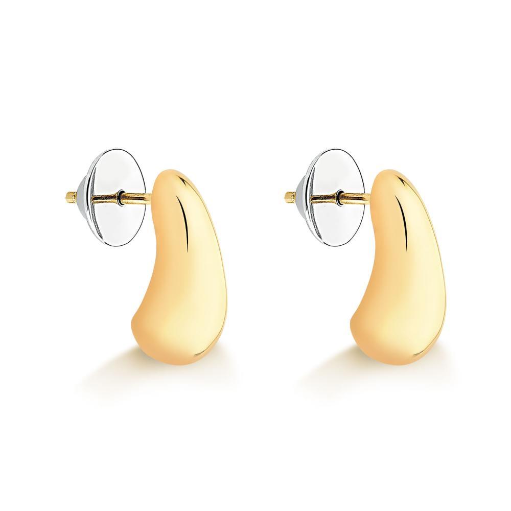 Brinco Arredondado Gota em Prata 925 com Banho de Ouro Amarelo 18k - 3