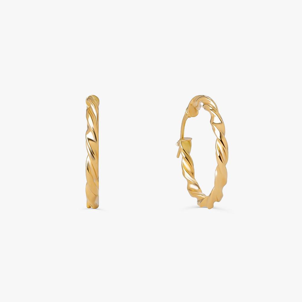 Brinco Argola Torcida Fio Redondo em Ouro Amarelo 18k - 20 mm - 1