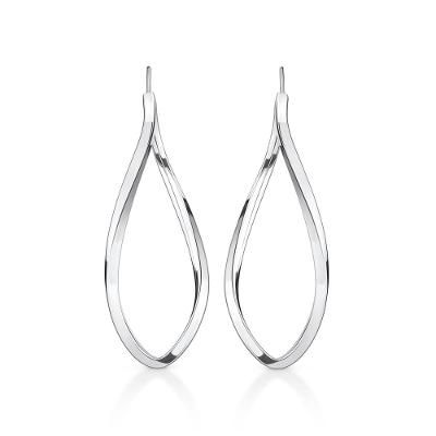 Brinco Argola Torcida em Ouro Branco 18k -  46mm