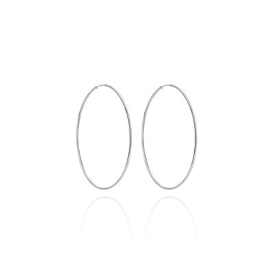 Brinco Argola Fio Redondo em Ouro Branco 18k -  50mm