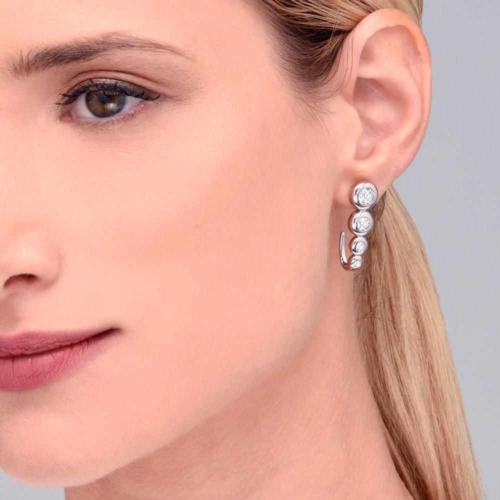 Brinco Argola Círculos com Topázio In em Prata 925 - 2