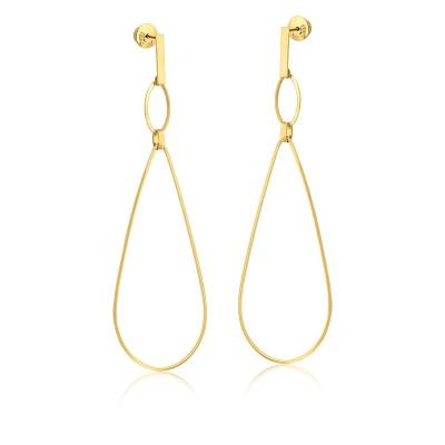 Brinco Argola Curvada Entrelaçada em Ouro Amarelo 18k - 76mm