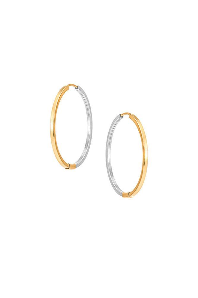 Brinco Argola Fio Quadrado em Ouro Amarelo e Ouro Branco 18k - 25mm - 1