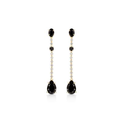 Brinco em Ouro Amarelo com Diamante Quartzo Negro