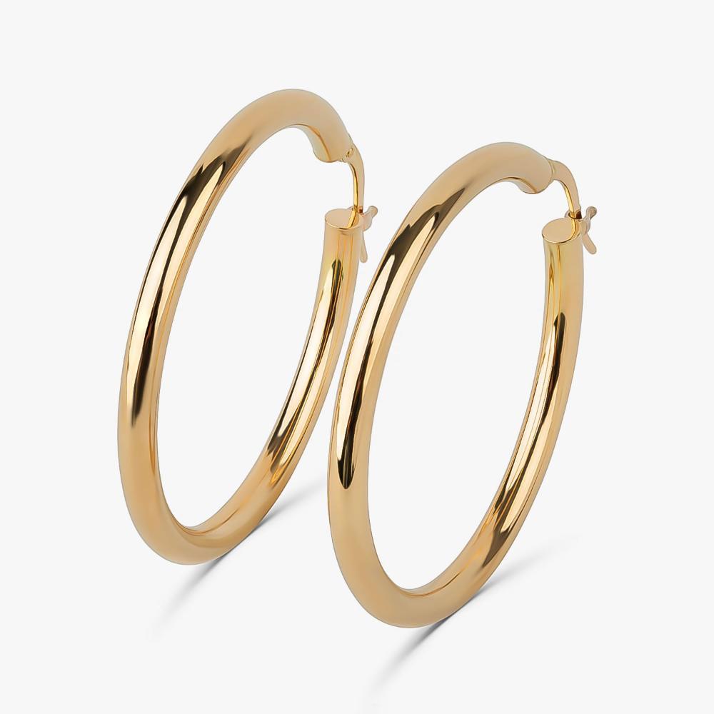 Brinco Argola Fio Redondo  em Ouro Amarelo 18k - 30mm - 3