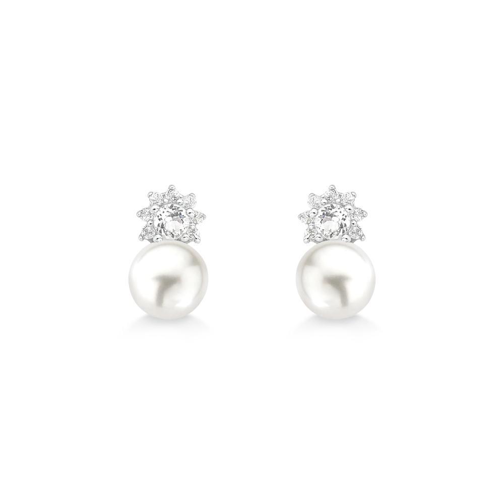 Brinco Com Pérola e Topázio In em Prata 925 - 1