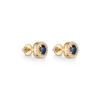 Brinco em Ouro Amarelo com Diamante, Safira Azul - 2