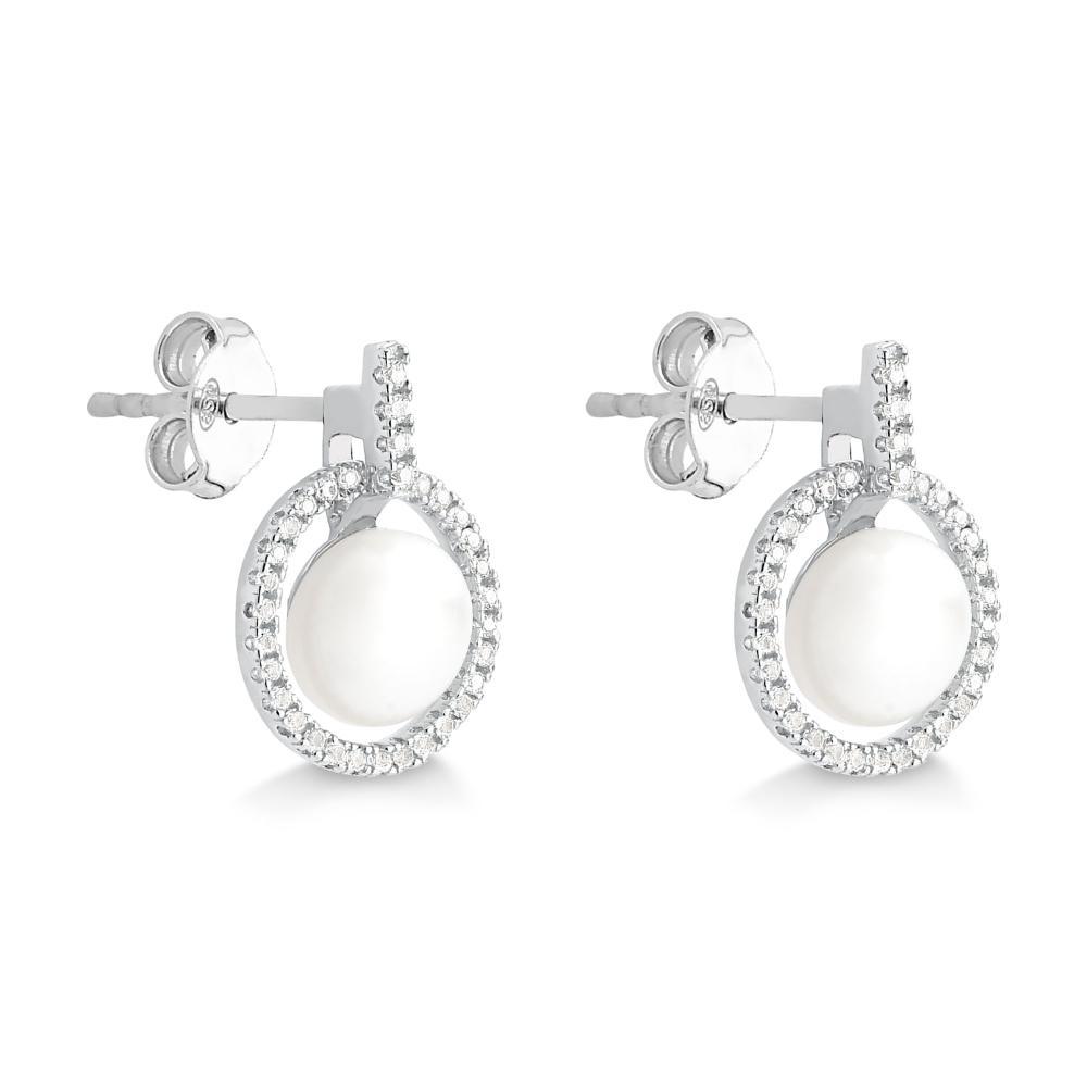 Brinco Com Pérola e Topázio In em Prata 925 - 2