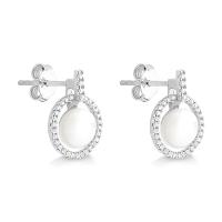 Brinco Com Pérola e Topázio In em Prata 925 - 2