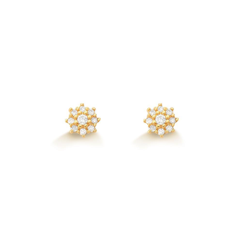Brinco com Diamantes em Ouro Amarelo 18k - 1